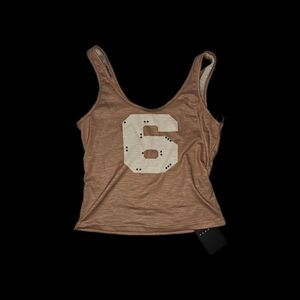 Casual Brown Tank Top with White Number Design